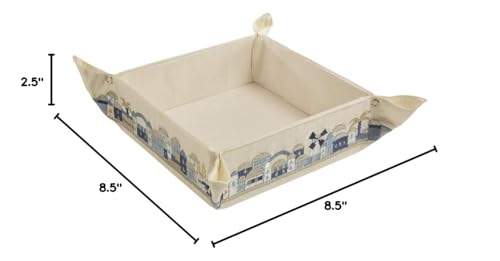 Yair Emanuel Matzah Box for Seder - Holder For Passover Bread -Embroidered Folding Basket (Jerusalem - Blue (MB-5)) Jerusalem - Blue (MB-5)
