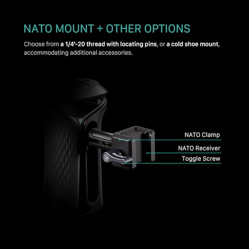 Tilta Xeno Side Handle for Filmmakers & Cameras - Titanium Gray | Secure Connection & Helps Prevent Rotation | Adjustable Height | Textured Silicone Grip | Convenient Assembly (NATO) NATO
