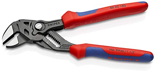 [Australia - AusPower] - KNIPEX Tools - Pliers Wrench, Black Finish, Multi-Component (8602180) 7.25-Inch Comfort Grip, Black Finish 