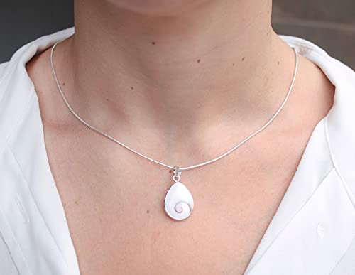 Saint Lucia Stone Necklace with Silver Chain - Silver Drop Necklace Eye of Shiva - Sterling Silver Pendant for Women