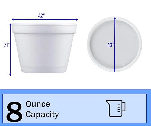 Mr Miracle 8 Ounce Foam Cup with Vented Lid in White. Hot and Cold Foods. For Ice Cream, Yogurt, Soup, Takeout, Carryout. Model MM-8SJ20/20JL (100, 8 Ounce) 100