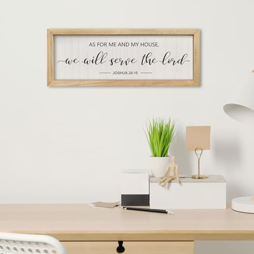comurdyo As For Me And My House We Will Serve The Lord Sign 16"×6" Wood 16"L x 6"W Bible Verse Wall Decor （Wood)