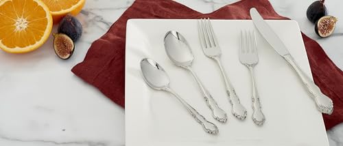Set of four Oneida Dover dinner forks with sleek silverware design, perfect for formal dining and table settings.