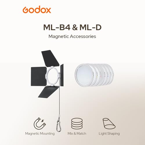 Godox ML-D Magnetic Diffusion Kit for ML-Series LED Video Lights, Compatible with ML150Bi, ML80Bi, ML100Bi, ML100R, ML60II Bi, ML60Bi and More, Soft Light Modifier for Balanced, Natural Illumination