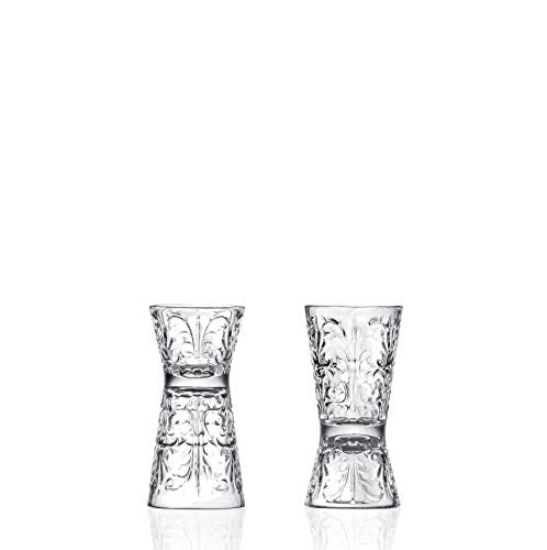 Barski Glass - Reversible Shot Glass - Jigger Tumbler - Designed Tumblers - Use for Liquor - Vodka - Cocktail - Set of 6 Glasses - One side is 1 oz, Other Side is 2 oz. - Made in Europe