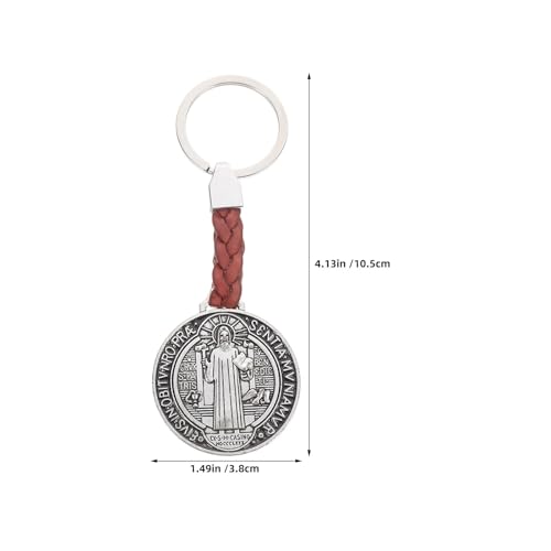Healeved 4pcs Metal Cross Keychain Set with Saint Benedict Medal, Lightweight and Secure Connection Religious Faith Key Holders for School Bag and Purse, First Communion and Easter Party