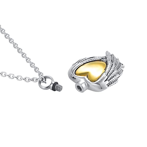 Angel Wing Cremation Necklace for Ashes Rose Gold Heart Urn Pendant Ashes Holder Memorial Jewelry Mom