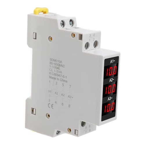 Three Phase Ammeter, Digital DIN Rail LED Display, 3 Sensors, AC 80-500V, 1-100A, 3 Phase