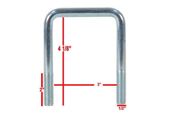 CE Smith - 15274A Zinc U-Bolt - Essential Boating Hardware - 1/2"-13 x 3-1/8" x 4-1/4" - Silver