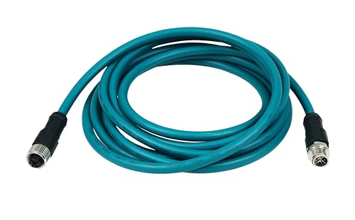 M12 X-Code 8 Pin Industrial Ethernet Cable, IP67 Waterproof Shielded Sensor Cable, Male to Female High-Flex Aviation Connector for Cognex Camera, PLC, Automation System Female to male X-8pin 3m