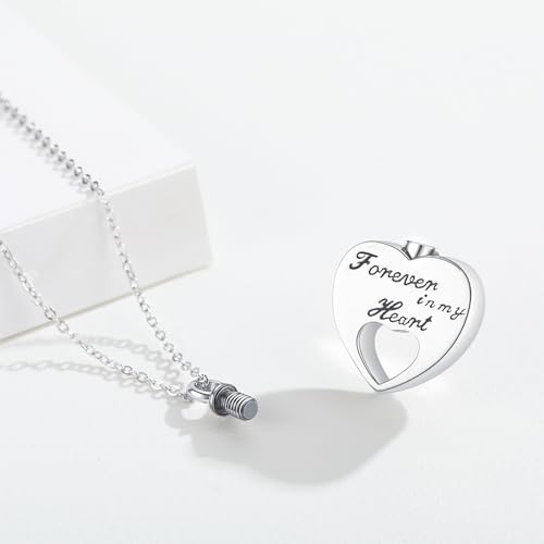 Heart/Tree of Life/Snake Urn Necklace for Human Ashes 925 Sterling Silver Customized Memorial Keepsake Cremation Jewelry Ashes Necklace of Loved Ones Women Heart Urn