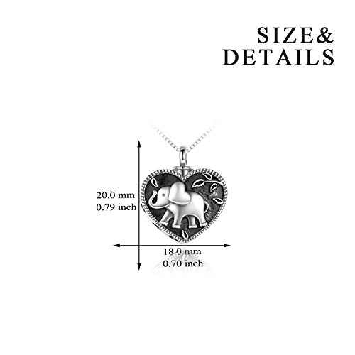 VONALA Butterfly Ashes Necklace/Animal/Triple Moon 925 Sterling Silver Urn Pendant Cremation Jewellery for Ashes Keepsake Gifts… Elephant