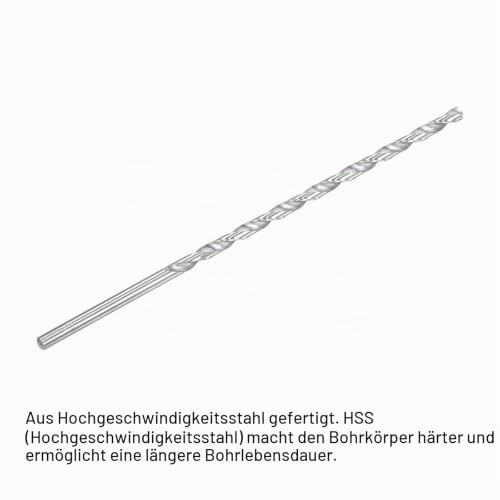 sourcing map 2 pieces HSS twist drills (high speed steel) extra long twist drill bit 6 mm drill diameter 200 mm length 6x200mm
