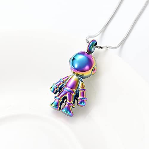 Cremation Jewelry For Ashes Cremation Jewelry Astronaut Robot Shape Urn Necklace Keychain for Ashes Memorial Keepsake Colorful-Necklace