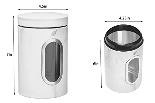 Kitchen Canisters Food Storage- Modern Kitchen Decoration of Canister Set with Multiple Preservation Purposes by Tight Sealed Lids, Good for Wedding Gifts Kitchen Canisters Set of 3, Marble White