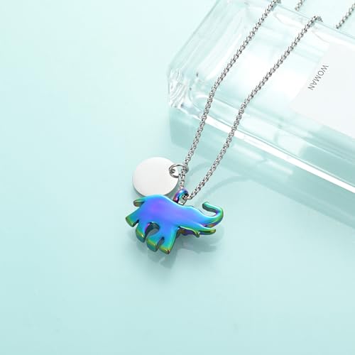 Urn Necklace for Ashes Elephant Cremation Jewelry for Human Pet Ashes Keepsake Memorial Urn Pendant Locket for Women Men Rainbow