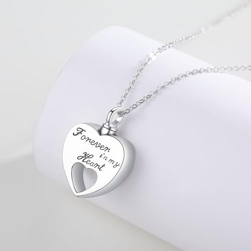 Heart/Tree of Life/Snake Urn Necklace for Human Ashes 925 Sterling Silver Customized Memorial Keepsake Cremation Jewelry Ashes Necklace of Loved Ones Women Heart Urn
