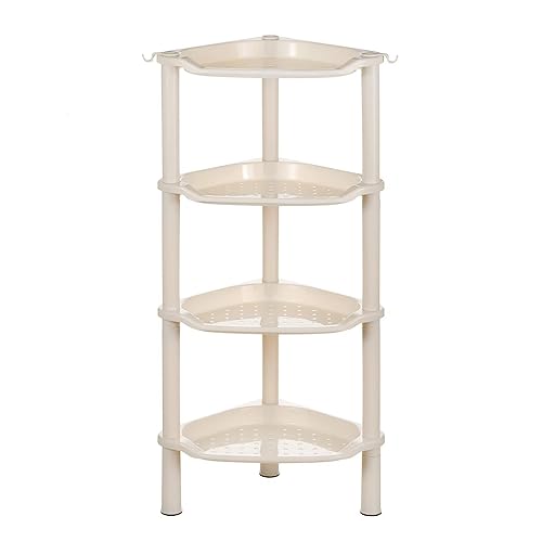 4 Tier Shower Caddies, Organizer Shelf Corner, Plastic Shower Rack Stands for Bathroom, Storage Bath Shower Caddy, 13.5X 10 x 33.5 Inches, Beige (Round Slot Beige 4 Tier) Round Slot Beige 4 Tier