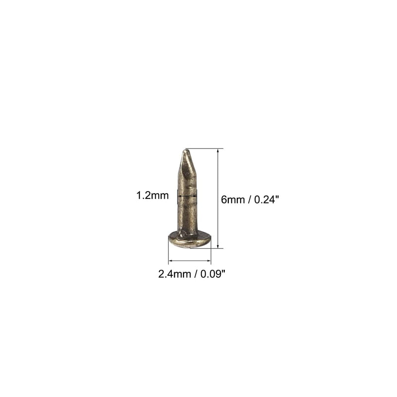 [Australia - AusPower] - uxcell Small Tiny Nails 1.2x6mm(DxL) for Wooden DIY Decorative Pictures Boxes Household Accessories Bronze Tone 200pcs 6mm 