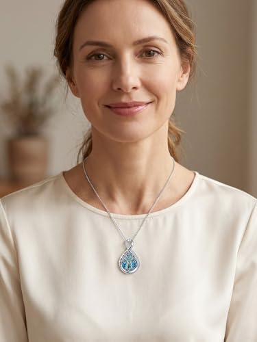 YYB Heart Urn Necklaces for Ashes with Funnel Kit Crystal Butterfly/Dragonfly/Hummingbird Cremation Jewelry Ashes Necklace for Women Memorial Jewelry Gifts for Women 2-Tree of Life