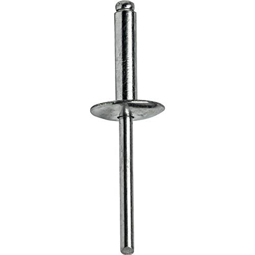 Fastenere Large Flange Pop Rivets - 3/16" x 3/4" (50 pcs) Heavy Duty, Open-End, Aluminum Corrosion-Resistant, High Tensile & Shear Strength, 6-12 Gap .626" - .750" 3/16" x 3/4" (6-12) (50 Pack)