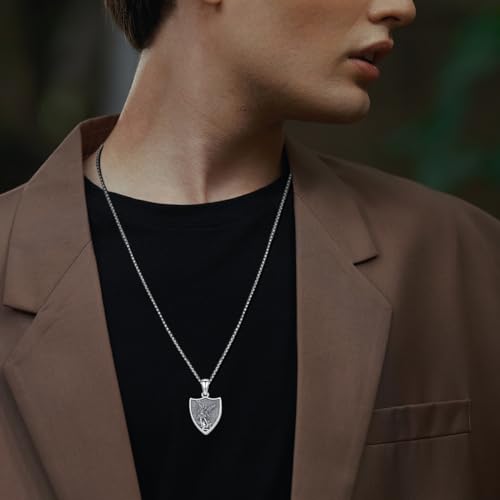 Saint Michael Urn Necklace for Ashes 925 Sterling Silver St Michael Pendant Cremation Keepsake Jewelry Christian Memorial Gifts for Men Women