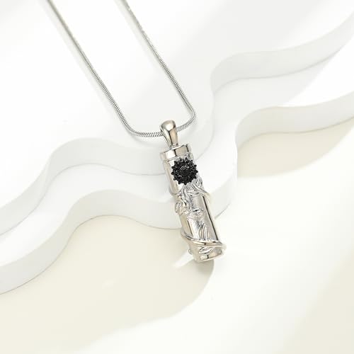 Sunflower Urn Necklace Cremation Jewelry Memorial Ash Necklace Silver-Black