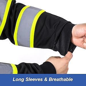 L&M Hi Vis Class 3 T Shirt Reflective Safety Black Short Long Sleeve HIGH Visibility 39 55 Medium Black(long Sleeve)