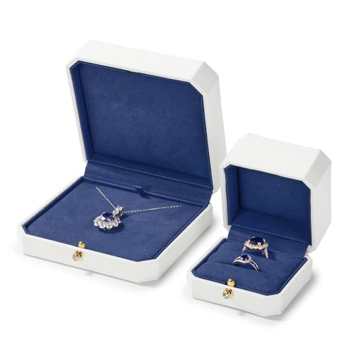 White Premium PU Leather Necklace Pendant Gift Box 4.72 x 4.72 x 1.57inch