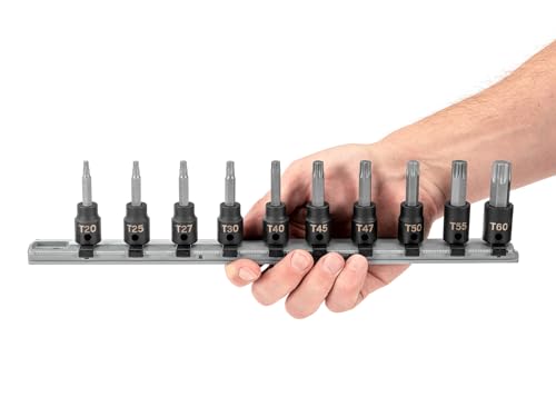 TEKTON 3/8-inch drive Torx impact bit socket set, 10-piece T20–T60 square drive set