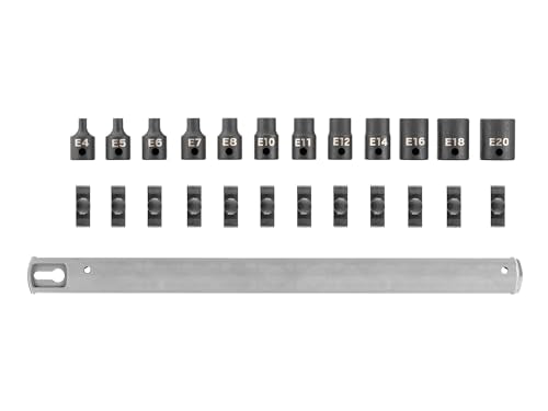 TEKTON 3/8-inch drive external star impact socket set, 12-piece E4–E20 sockets in a case
