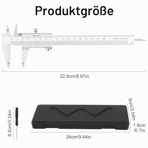 Stainless Steel Vernier Caliper, 150 mm Precision Caliper with Locking Screw, Spray Water and Dust-Proof Vernier Caliper for Household and Industry Measurement, Silver