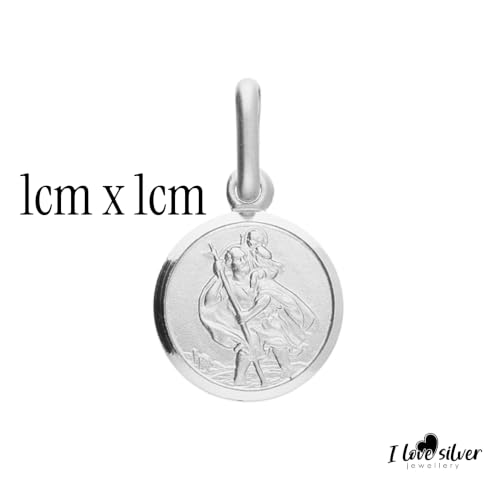 Sterling Silver St Christopher Round Pendant - Small & Discreet Size:10mm