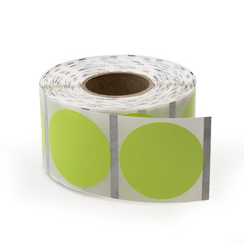 Green 1.25" Circle Direct Thermal Labels