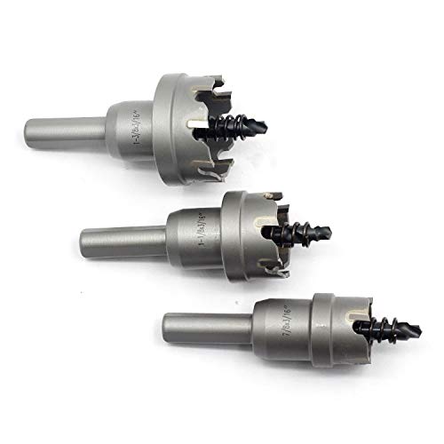Hole Saw Set 3pcs JESTUOUS 3/8 Inch Shank Diameter 7/8 1-1/8 1-3/8 Cutting Dia TCT Carbide Tipped Tooth Drill Bit for Stainless Steel Metal Wood