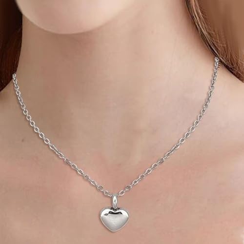 CREATCABIN 2 Packs Small Heart Cremation Jewelry Urn Necklaces, 1.2x1.7cm Silver