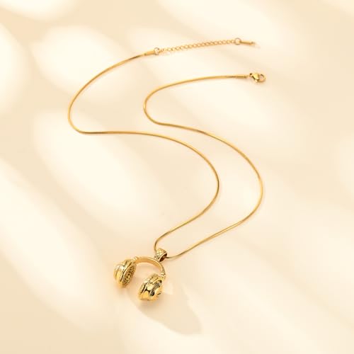 Music Headphone Urn Necklace for Ashes Cremation Memorial Headset Pendant Gold