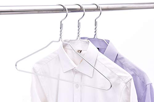 Quality Hangers Silver Aluminum Metal Coat Hangers Heavy Duty Suit Hangers 10 Pack (Adult Size Coat Hanger) Adult Size Coat Hanger