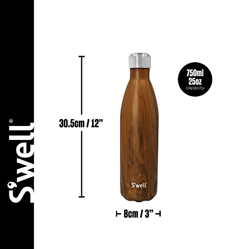 S'well Stainless Steel Reusable Water Bottle, 750ml, Teakwood, Triple-Insulated and Leak-Proof Drinking Bottle for Hot and Cold Beverages up to 48h Cold/24h Hot, Brown 750 ML Drink Bottle