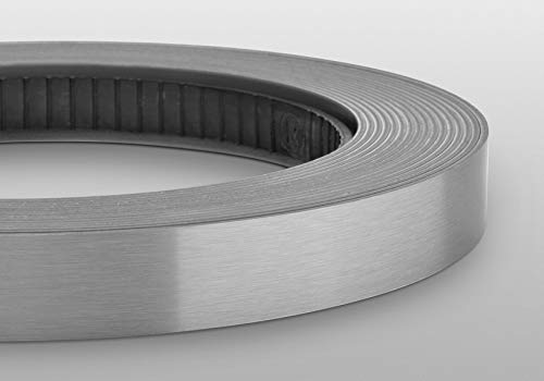Edge Supply Brushed Aluminum Stainless Steel 3/4 inch X 50 ft X 1mm Thickness Edgebanding Roll - Non Glued - Made in USA.
