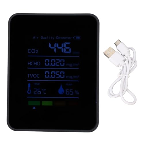 [Australia - AusPower] - ASHATA 5 in 1 Carbon Dioxide Detector, Portable CO2 Detector Support HCHO TVOC Temp Humi Moniting, Detect Carbon Dioxide Concentration in The Air, ASHATA3g9kvhw4uq 