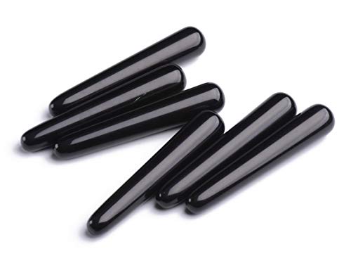 AMOYSTONE Black Obsidian Massage Stick Gemstone Massage Treatment Tool 4 Inch (Pack of 2)