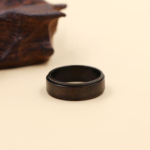 Uloveido Lord's Prayer Cross Spinner Ring for Men Engraved with Bible Verse Our Father Deliver Us From The Evil - 8mm Wide Black Titanium Steel Anxiety Fidget Band Praying Rings for Christian Z
