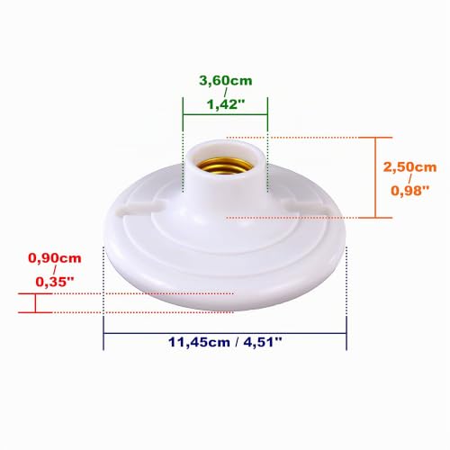 Isolatech 1x E27 Plastic Wall Mount with Drill Holes (Max. 250 V/4 A) | For LED and energy-saving lamps, easy installation, suitable for kitchen, refrigerator, bathroom and living rooms 1 piece.