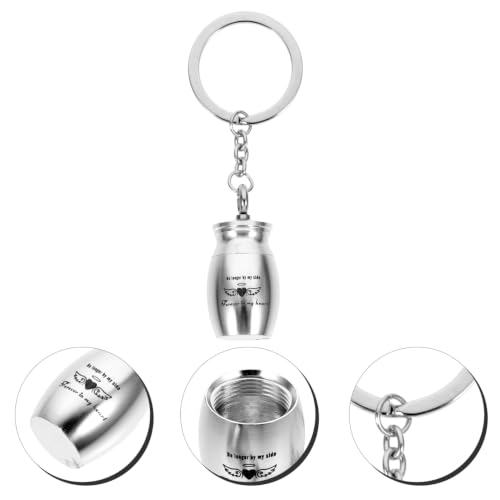 Pet Urn Keychain Mini Urn Container Pendant for Ashes Screw Lid Ash Keepsake Key Ring Lightweight Memorial Ornament for Pet Hair or Ashes Pocket Carry Gift Silver 1.5X1.5X2.5CM