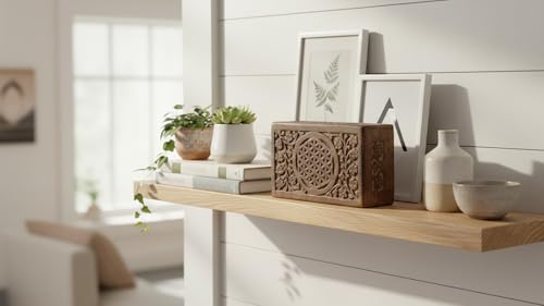 Handmade wooden jewelry and keepsake box by The Great Indian Bazaar, decorative brown storage box with 8x5 inch size.