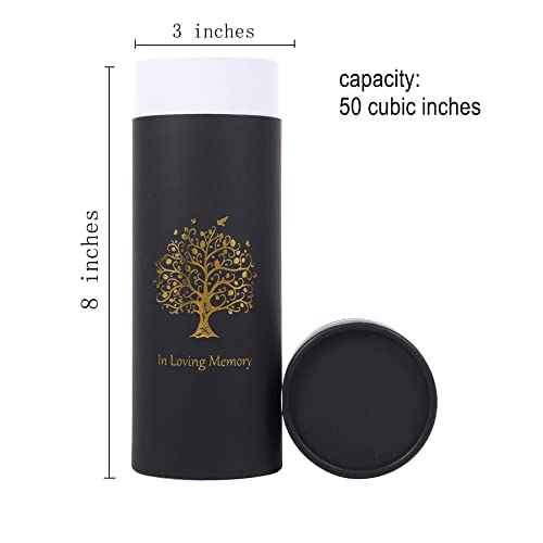 Eco Scattering Urn – Biodegradable Scatter Tube for Ashes - Cremation Urn for Human Ashes - Urns for Ashes Male Female Black Tree(small) 1