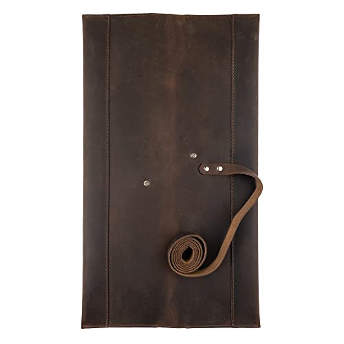Double Knife Roll for Chefs and Cooks, Vertical Case for Knives, Culinary Accessories, Carry-On Bag for Traveling, Full Grain Leather, Handmade, Bourbon Brown