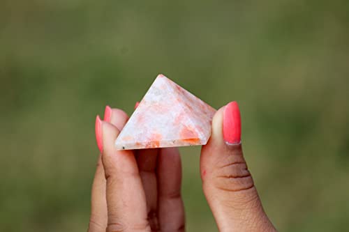 Jet Sunstone Pyramid – Natural Healing Crystal Pyramid for Energy, Confidence, Prosperity, Meditation & Vastu Approx 1.5-2 inch