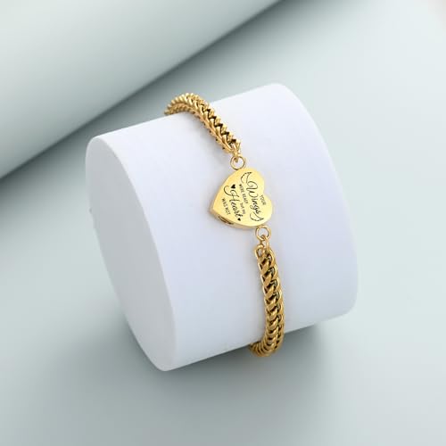 Imrsanl Heart Cremation Urn Bracelet Memorial Jewelry for Ashes Gold